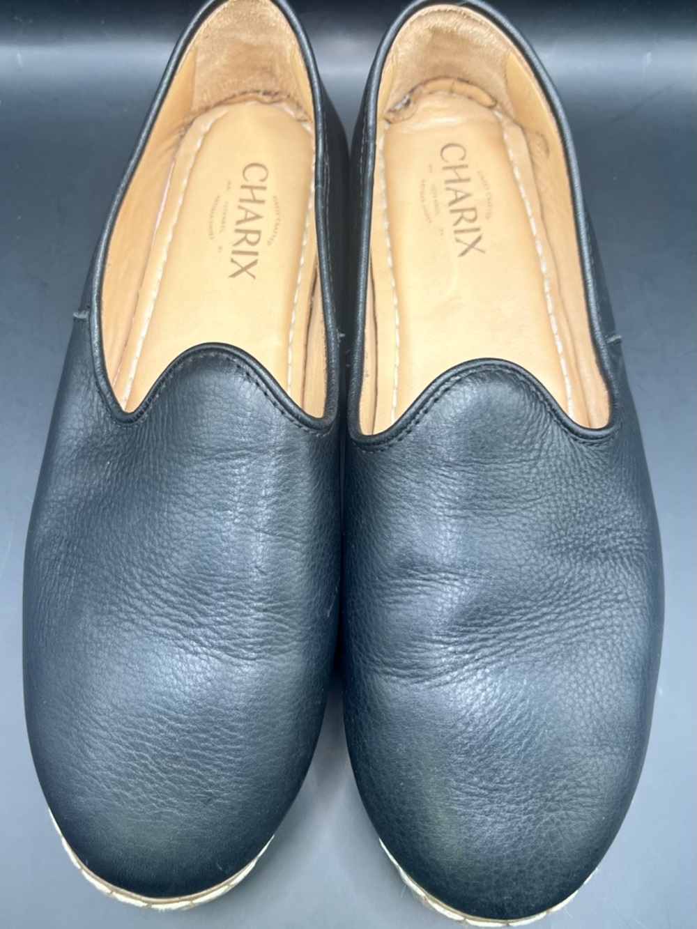 Charix- Classic Black Leather Loafers- Womens ,‎ Size:41